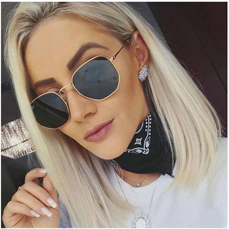 Small Round Polarized Sunglasses Hexagon Metal Frame Eyewear