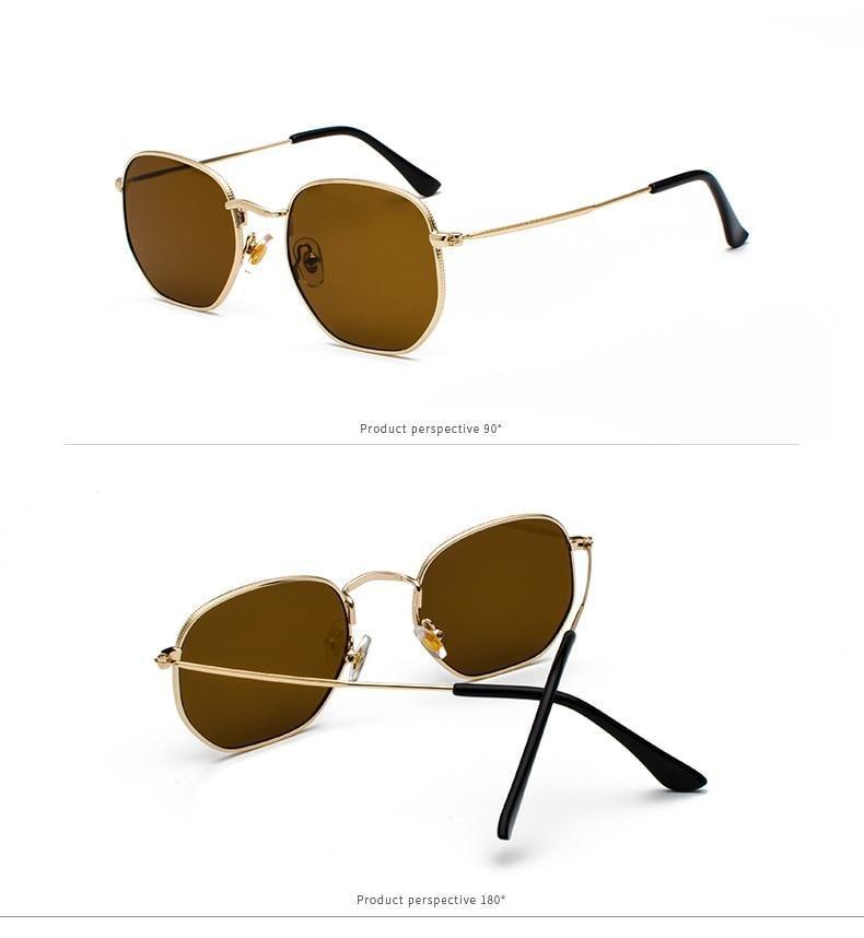 Small Round Polarized Sunglasses Hexagon Metal Frame Eyewear