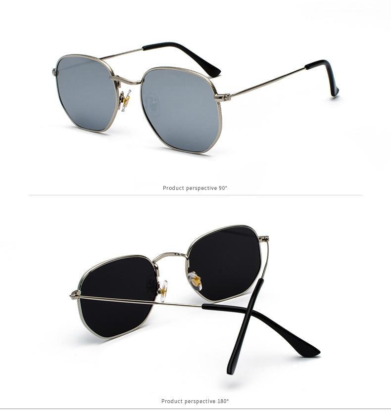 Small Round Polarized Sunglasses Hexagon Metal Frame Eyewear