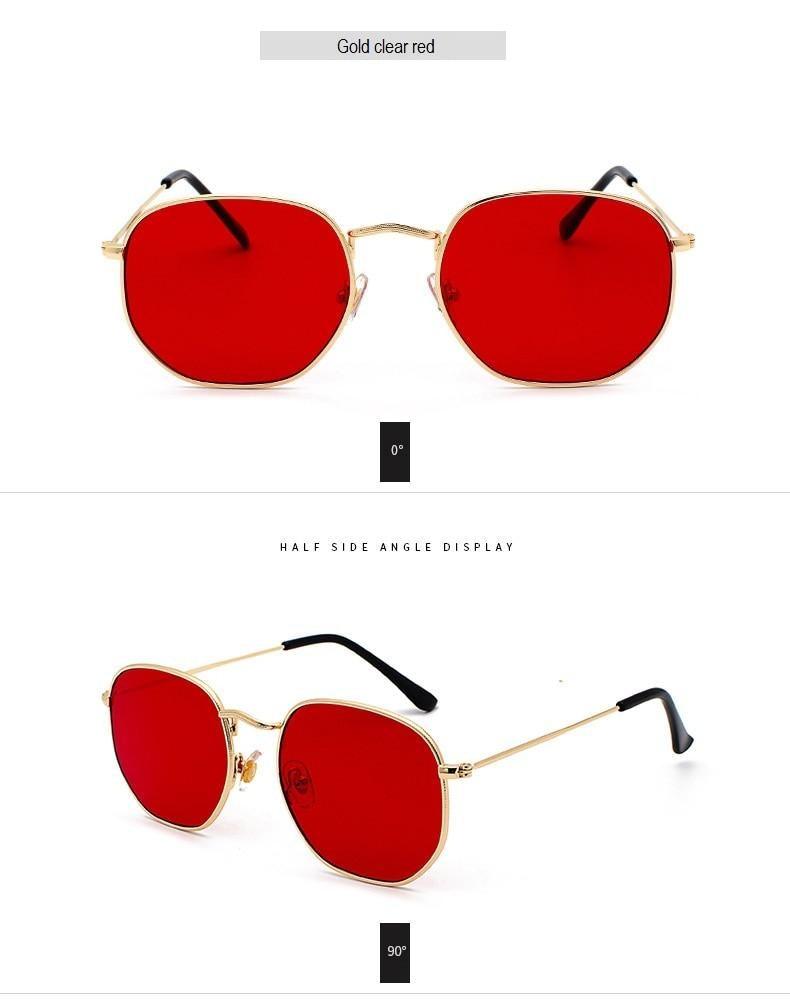 Small Round Polarized Sunglasses Hexagon Metal Frame Eyewear