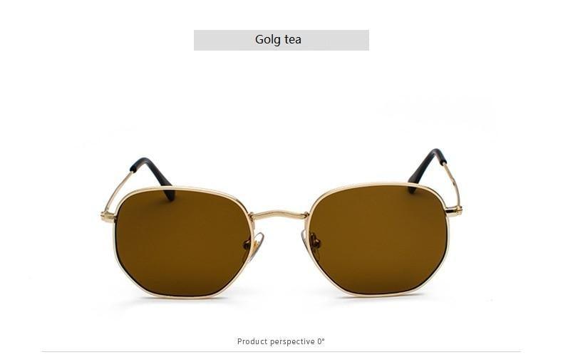 Small Round Polarized Sunglasses Hexagon Metal Frame Eyewear