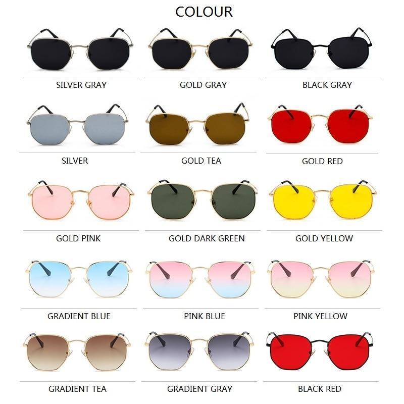 Small Round Polarized Sunglasses Hexagon Metal Frame Eyewear