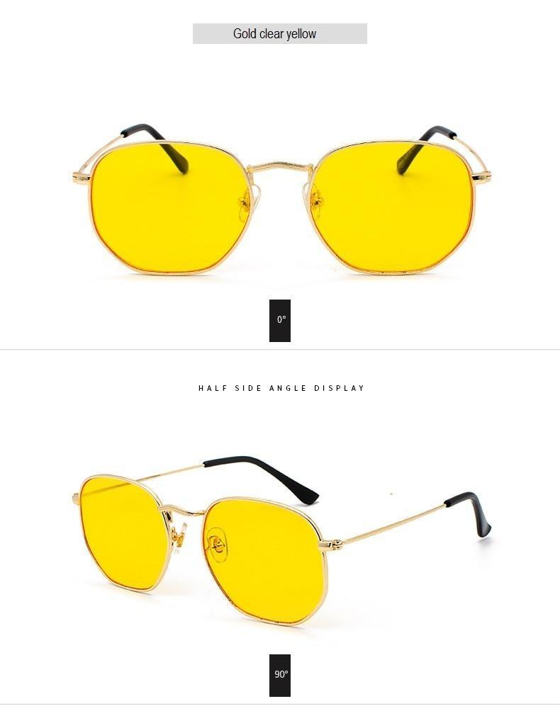 Small Round Polarized Sunglasses Hexagon Metal Frame Eyewear