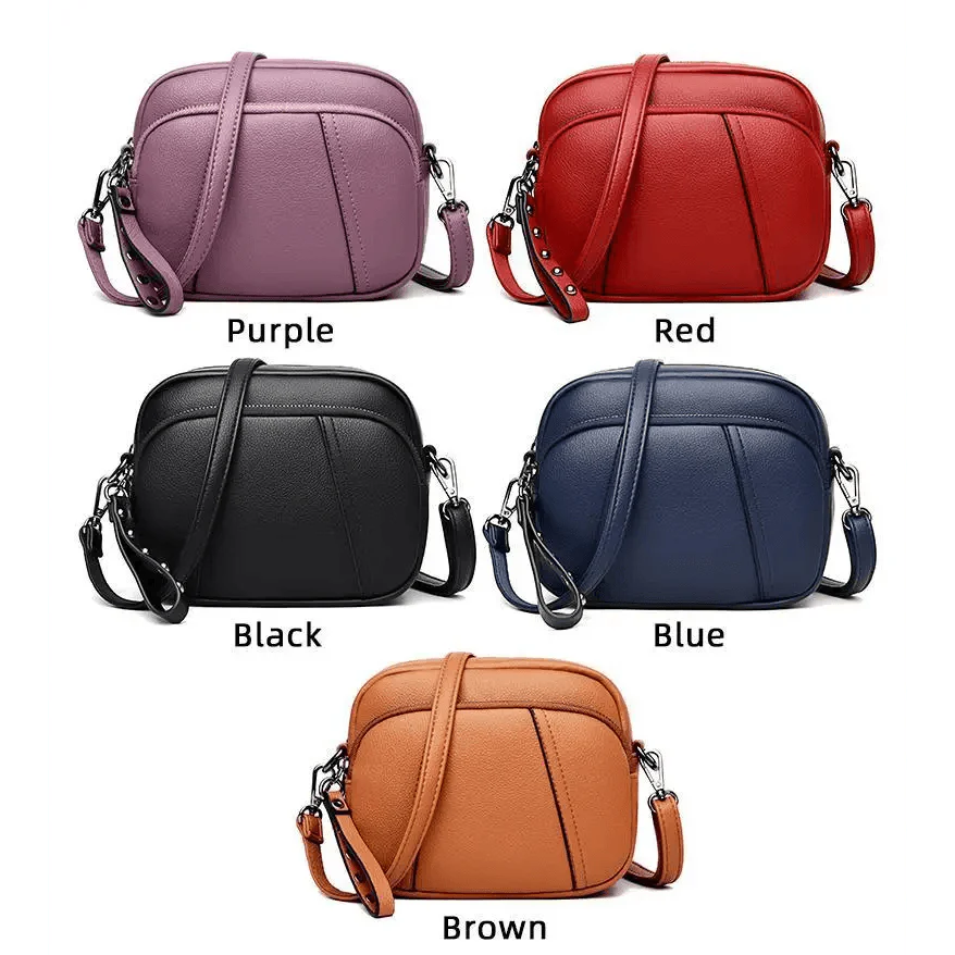 Stylish Soft Leather Crossbody Shoulder Bag with Adjustable Strap