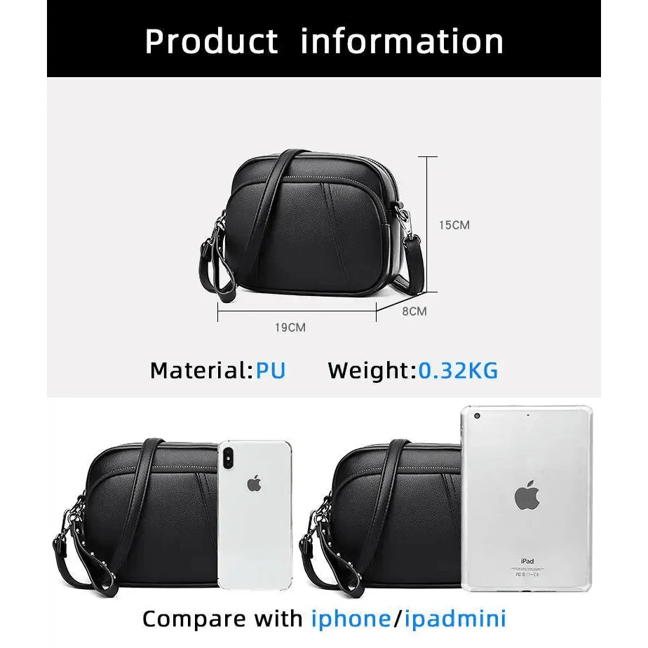 Stylish Soft Leather Crossbody Shoulder Bag with Adjustable Strap