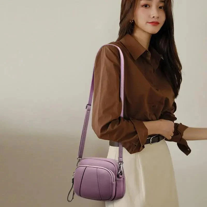 Stylish Soft Leather Crossbody Shoulder Bag with Adjustable Strap