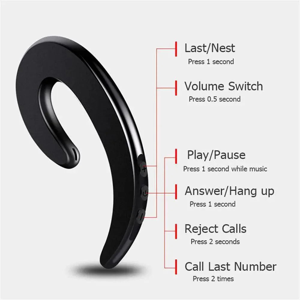 Bone Conduction Wireless Sports Bluetooth Ear Hook Headset