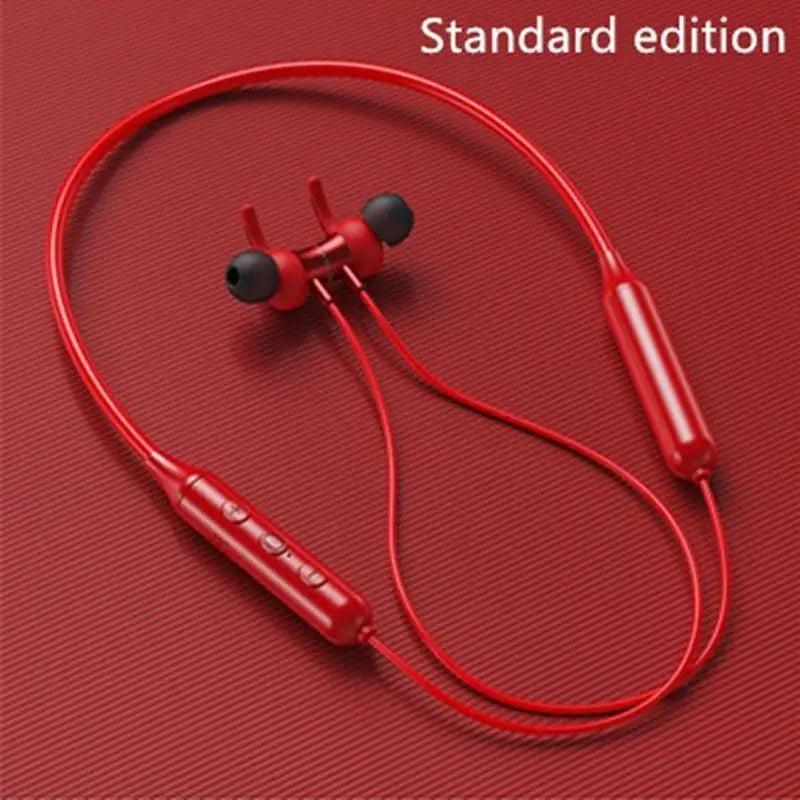 Red and black magnetic wireless sports earphones for running and gym workouts