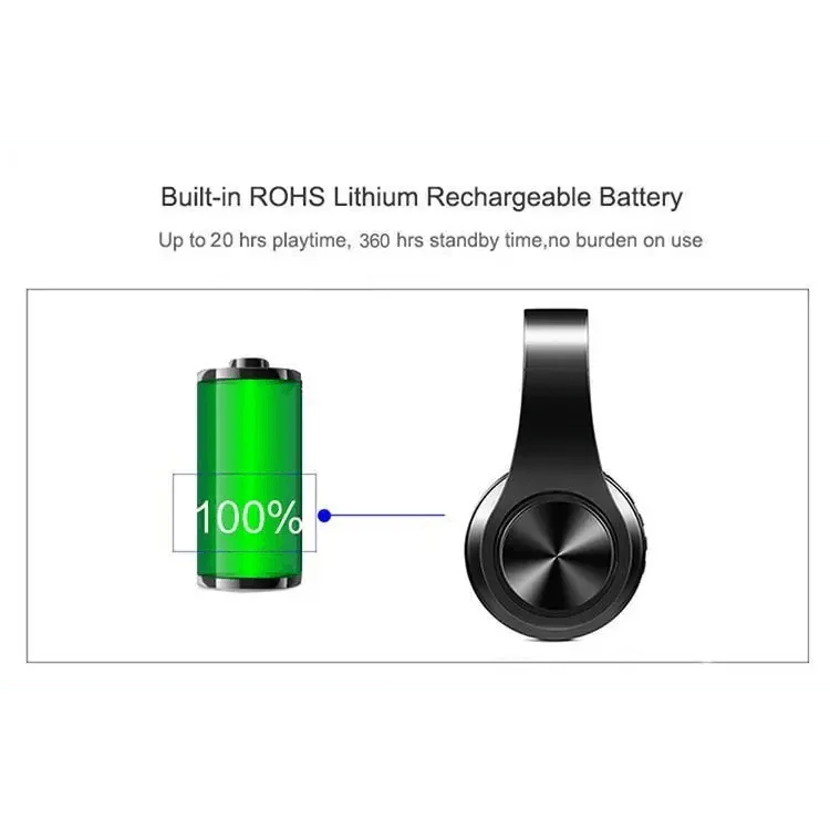 Foldable Wireless Bluetooth Stereo Headphones with FM & SD Slot