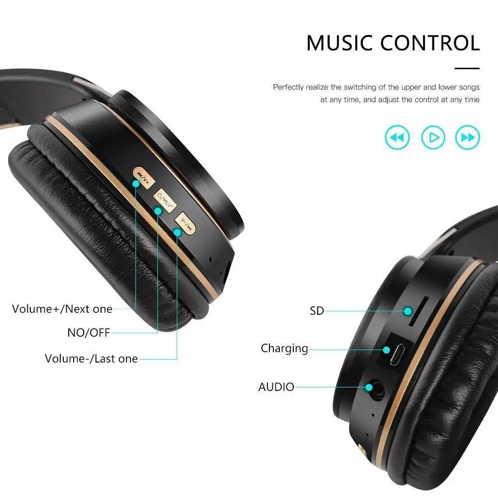 Wireless Foldable Bluetooth Headphones with Mic, Stereo Sport Gear
