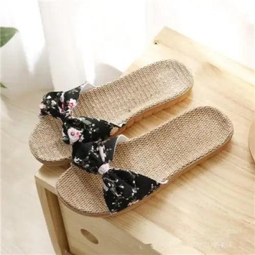 Floral Flax Summer Slippers Bohemian Elegant Women's Sandals