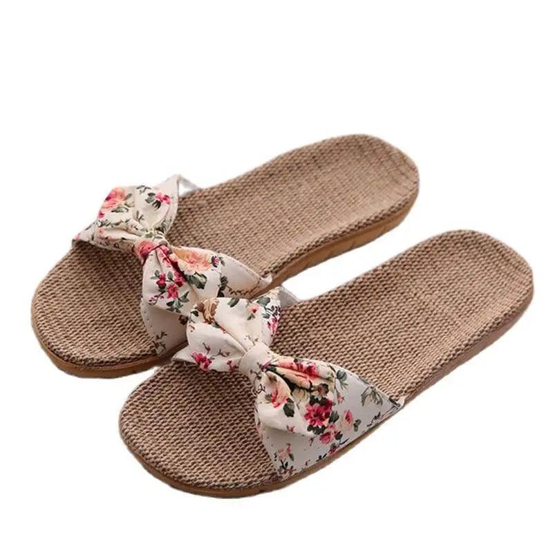 Floral Flax Summer Slippers Bohemian Elegant Women's Sandals
