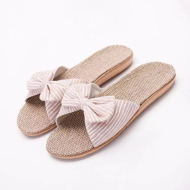 Floral Flax Summer Slippers Bohemian Elegant Women's Sandals