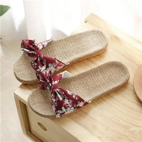 Floral Flax Summer Slippers Bohemian Elegant Women's Sandals