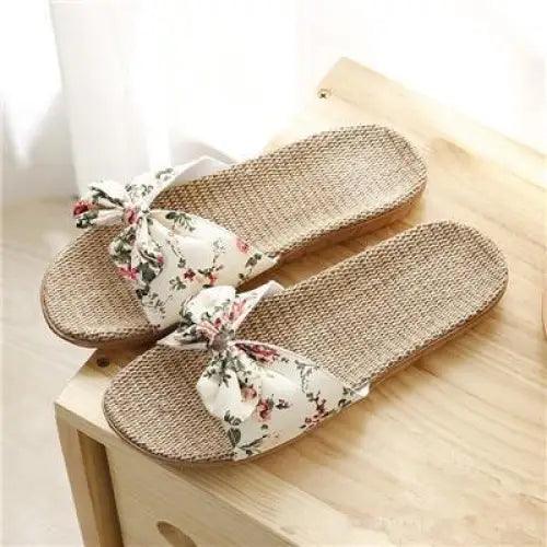 Floral Flax Summer Slippers Bohemian Elegant Women's Sandals