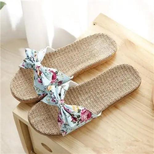 Floral Flax Summer Slippers Bohemian Elegant Women's Sandals
