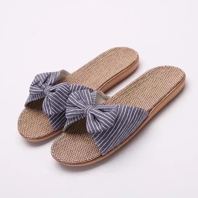 Floral Flax Summer Slippers Bohemian Elegant Women's Sandals