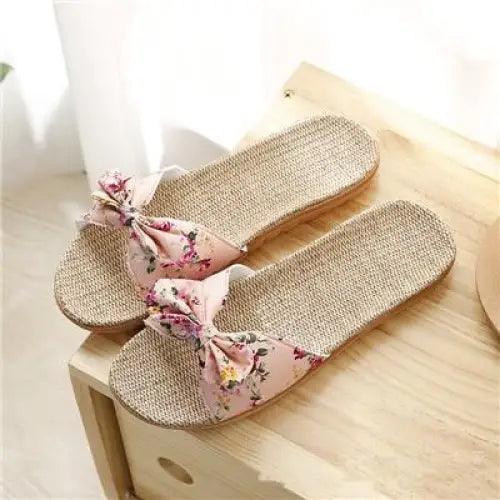 Floral Flax Summer Slippers Bohemian Elegant Women's Sandals