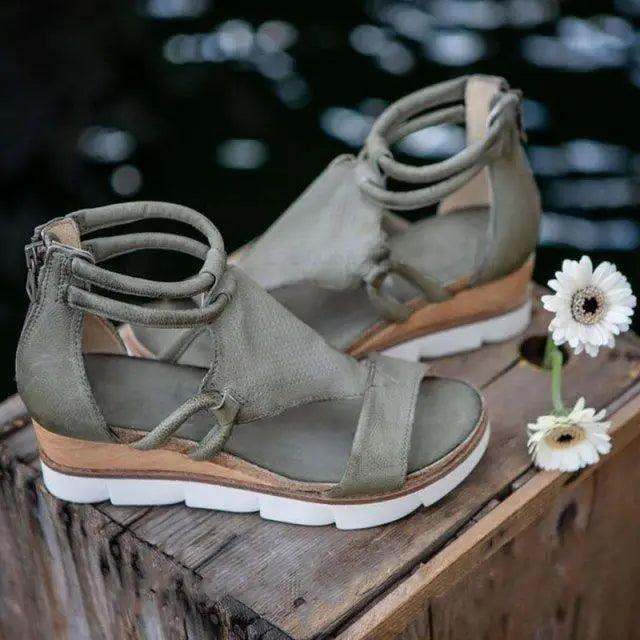 Comfortable Leather Zipper Sandals – Elegant Summer Footwear