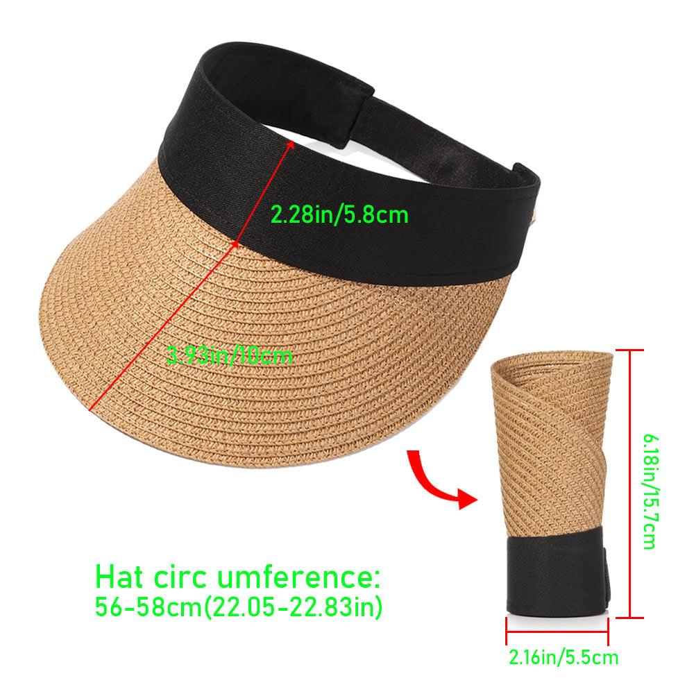 Women's Wide Brim Foldable Sun Hat - Adjustable Portable Beach Visor
