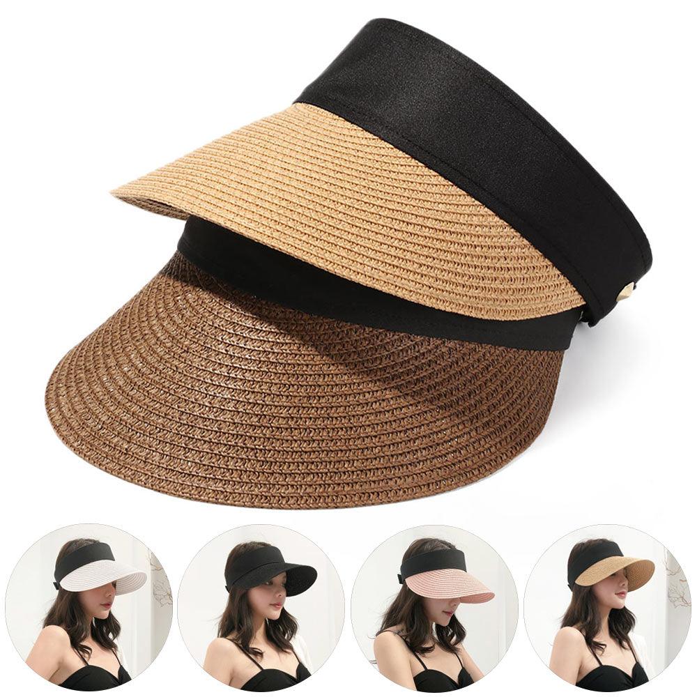 Women's Wide Brim Foldable Sun Hat - Adjustable Portable Beach Visor