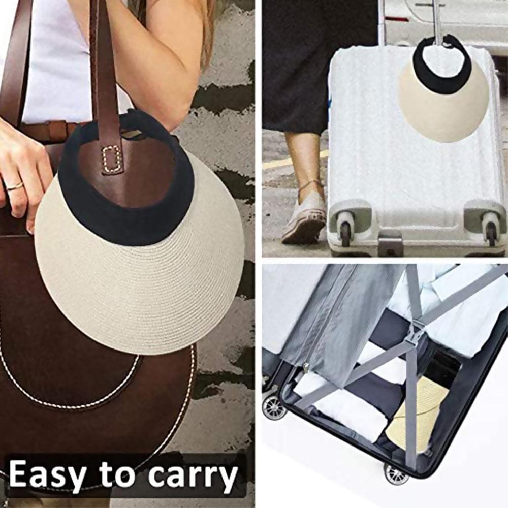 Women's Wide Brim Foldable Sun Hat - Adjustable Portable Beach Visor