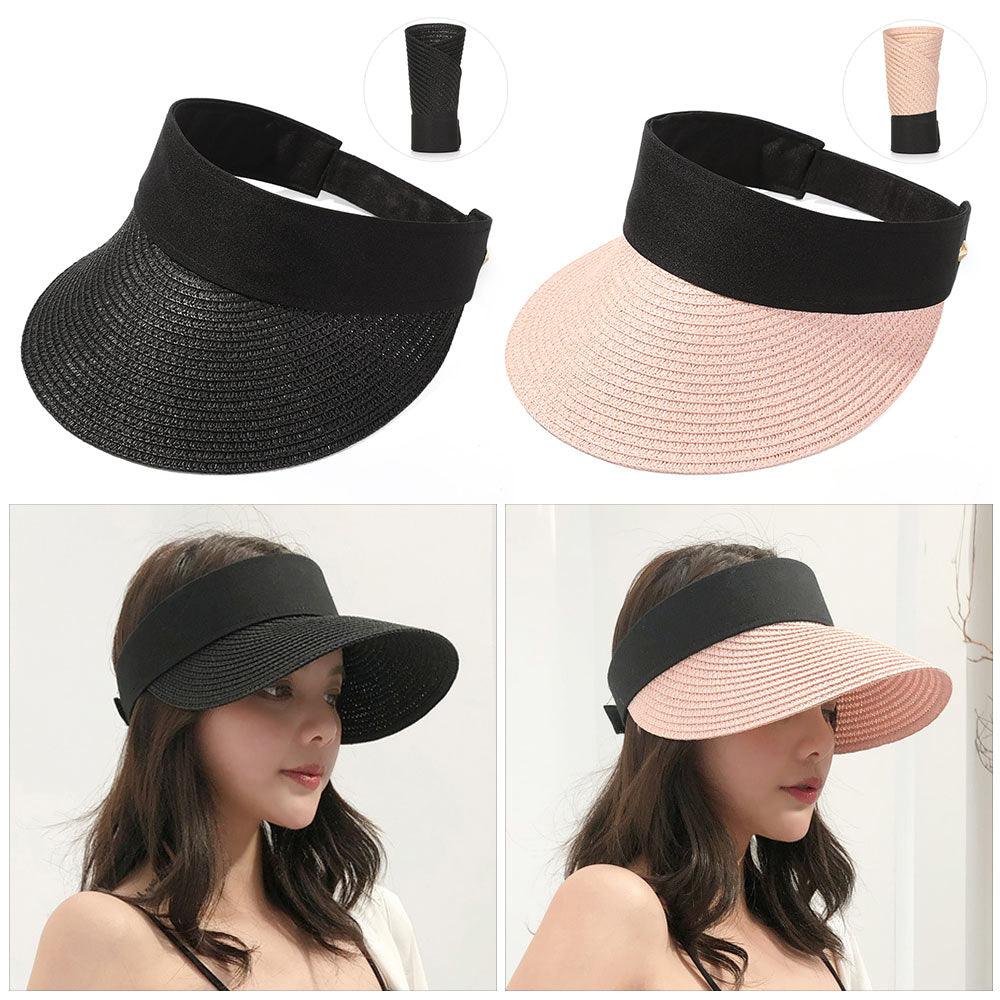 Women's Wide Brim Foldable Sun Hat - Adjustable Portable Beach Visor