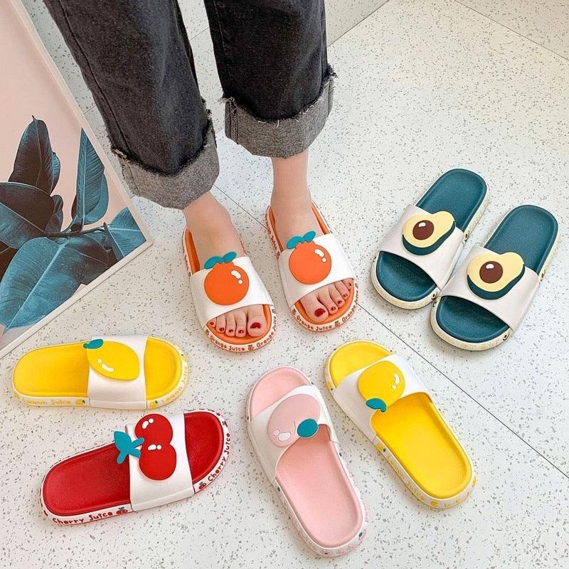 Cute Fruit Print Beach Slides Lightweight Non-Slip Pool Sandals
