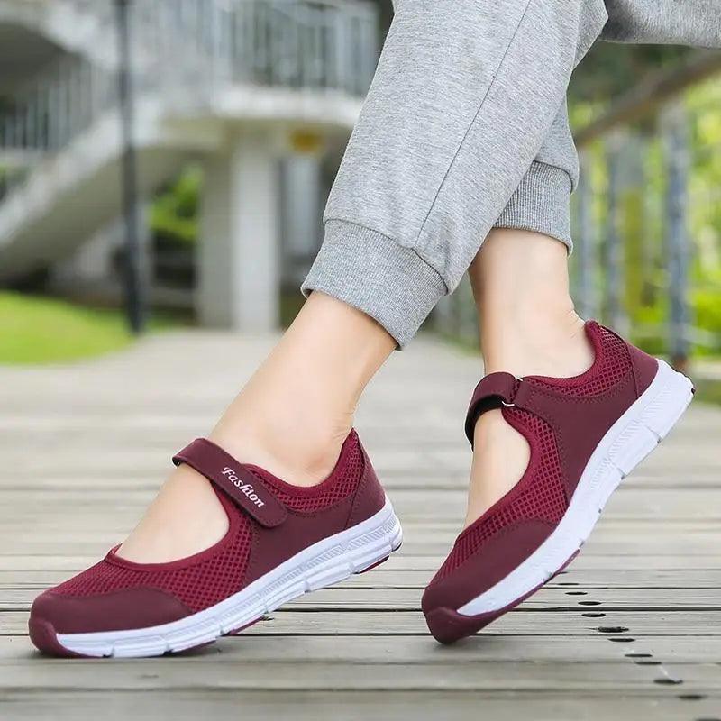 Women's Breathable Knit Sport Sneakers - Comfortable Athletic Shoes
