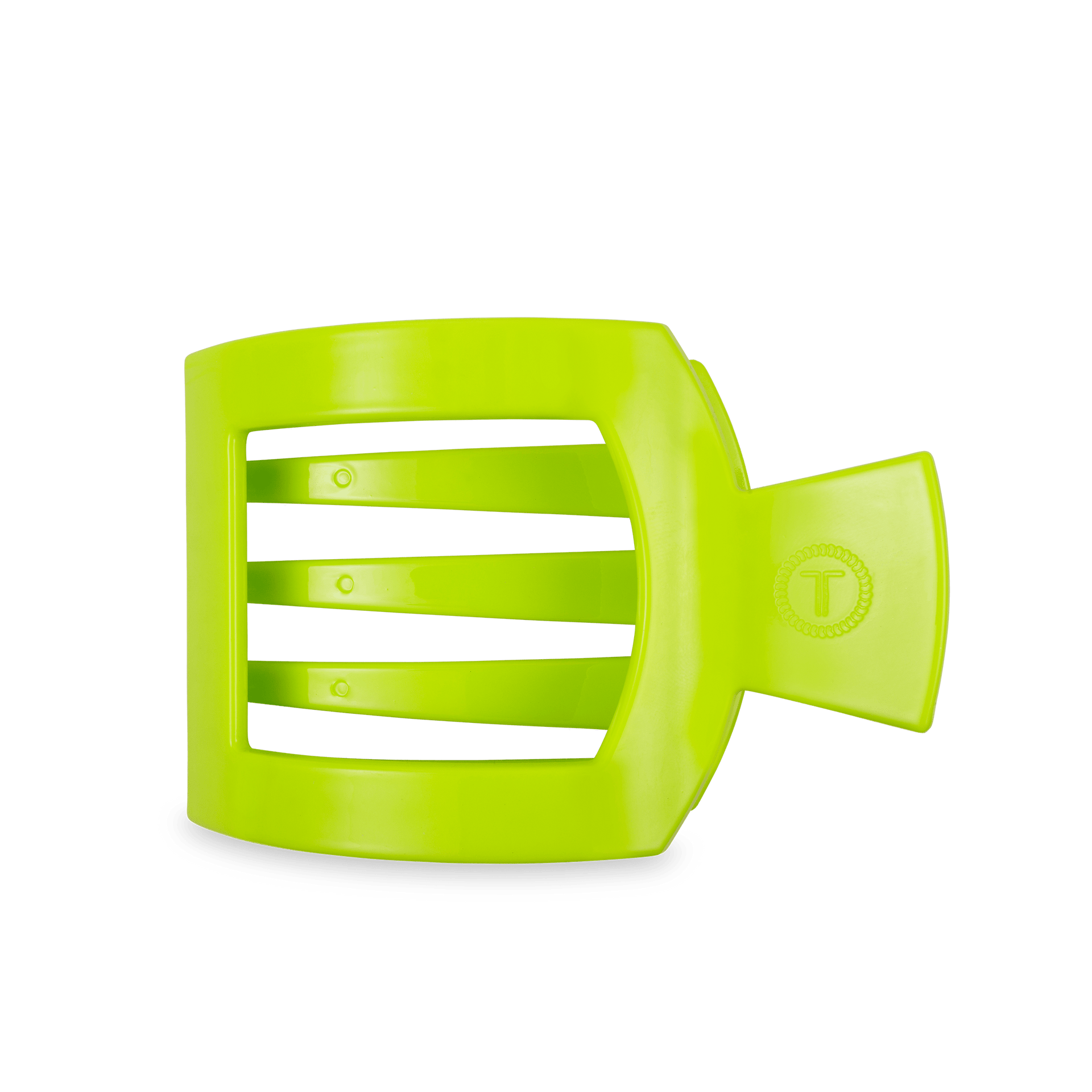 Large neon green square hair clip from the Summer Brights collection