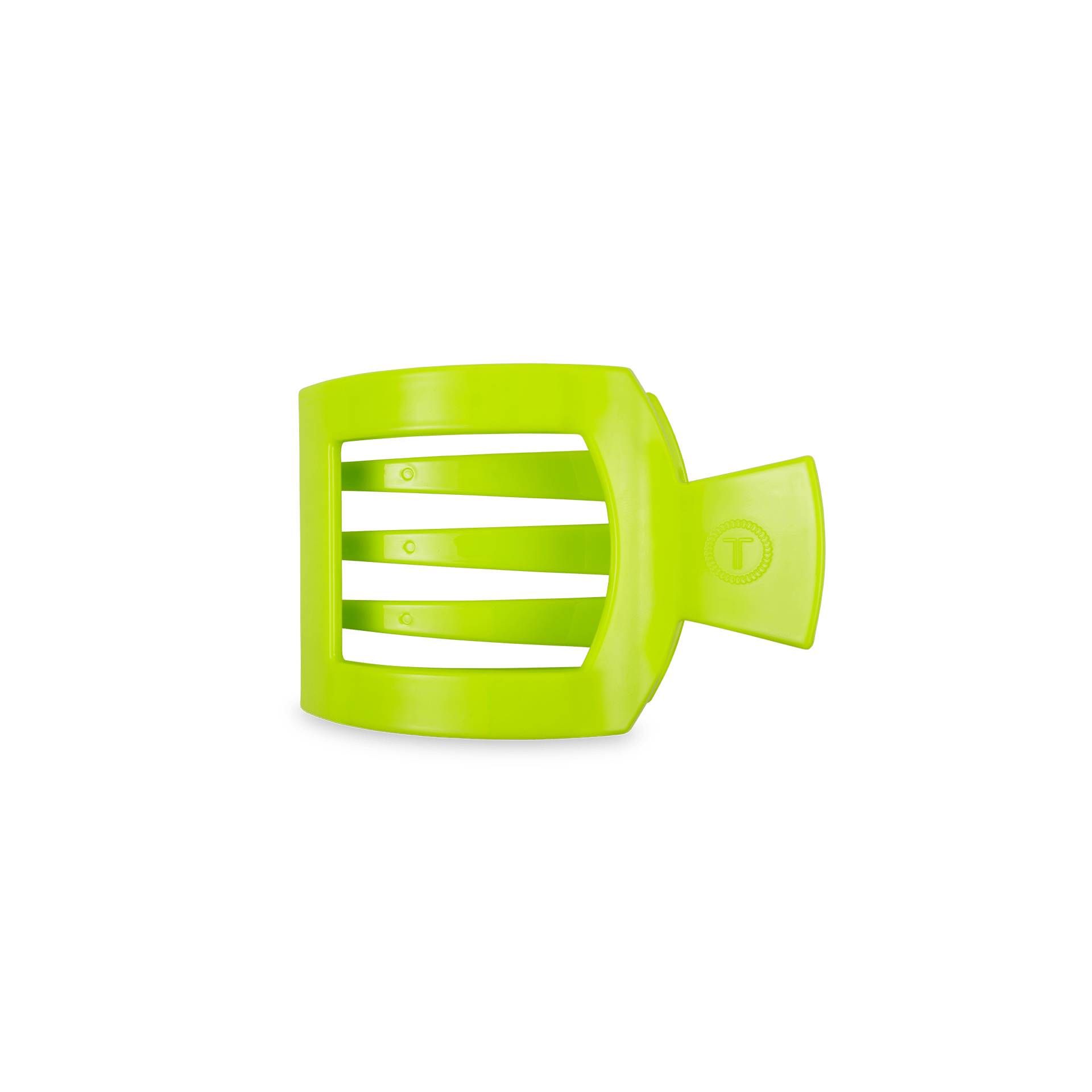 Neon Green Small Flat Square Hair Clip in a vibrant finish for secure, comfortable hold