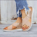 Women's Elastic Slip-On Flat Sandals Lightweight Casual Beach Shoes