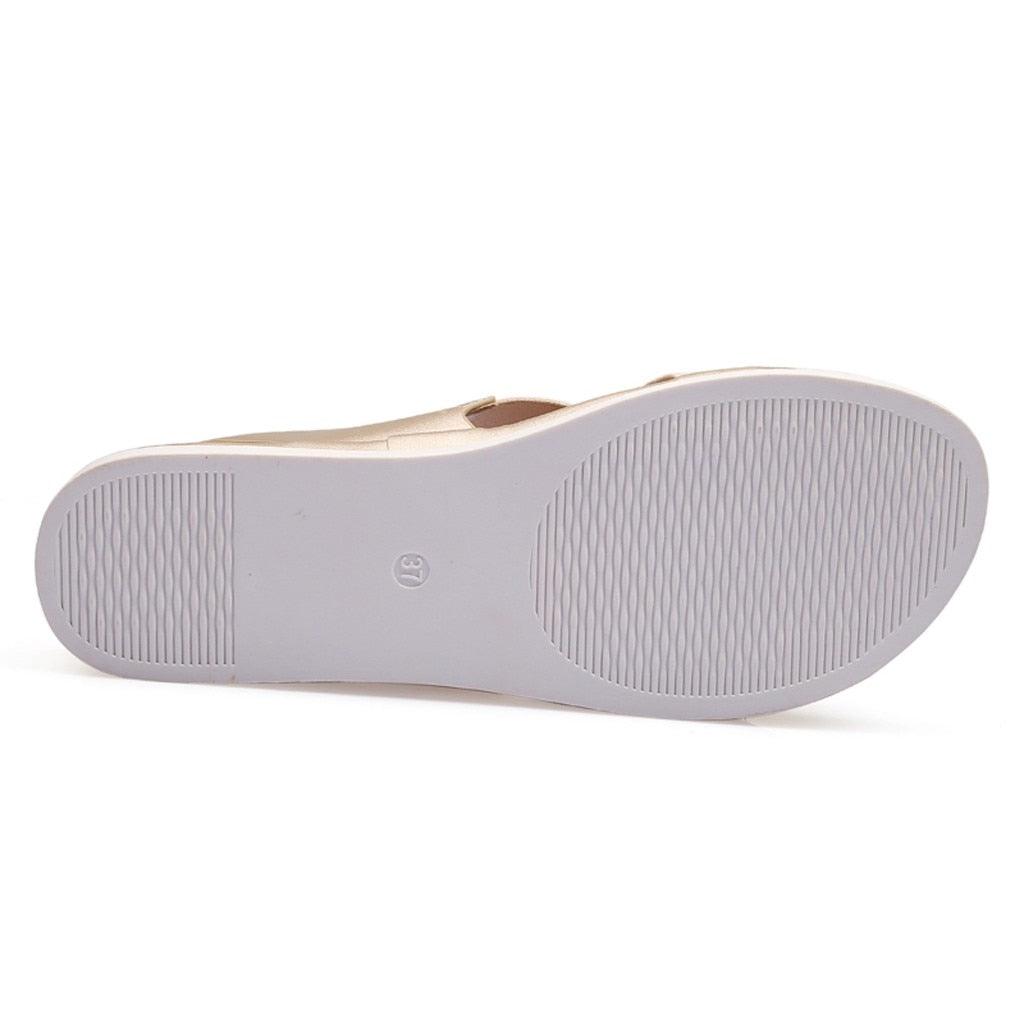 Women's Elastic Slip-On Flat Sandals Lightweight Casual Beach Shoes