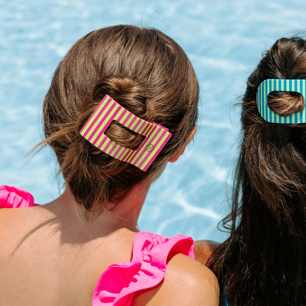 Summer Crush Large Flat Rectangle Hair Clip in Pink