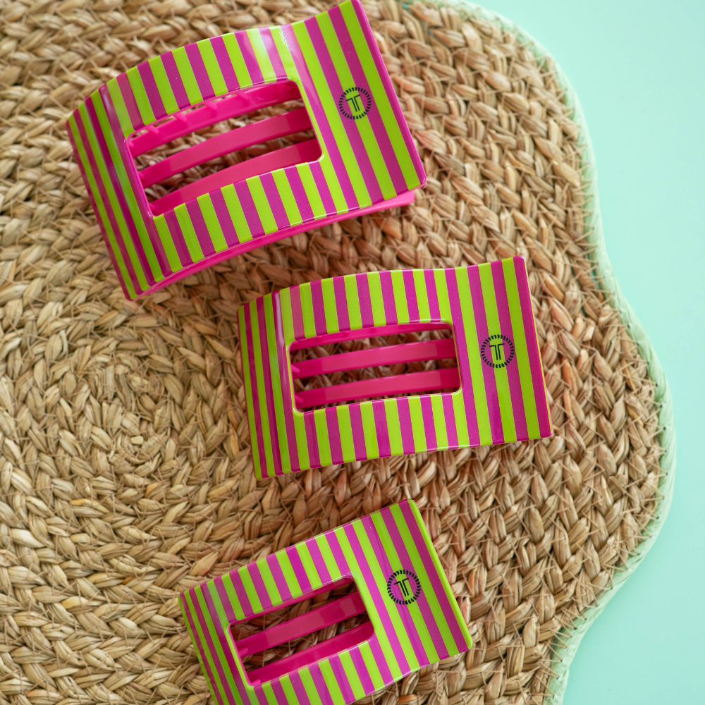 Summer Crush Large Flat Rectangle Hair Clip in Pink