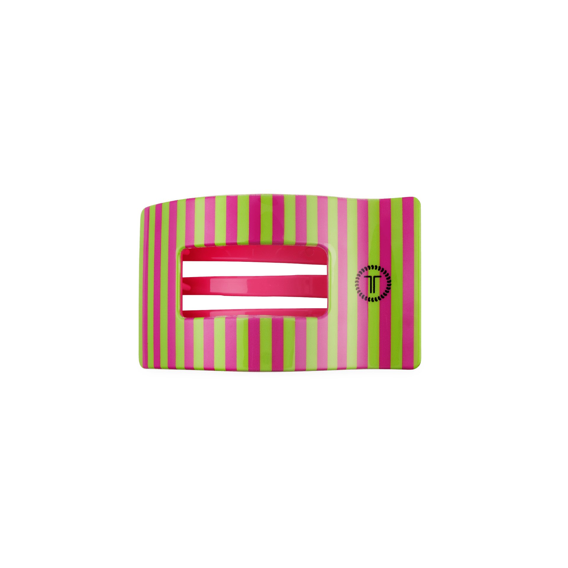Pink small flat rectangle hair clip with comfortable low-profile design