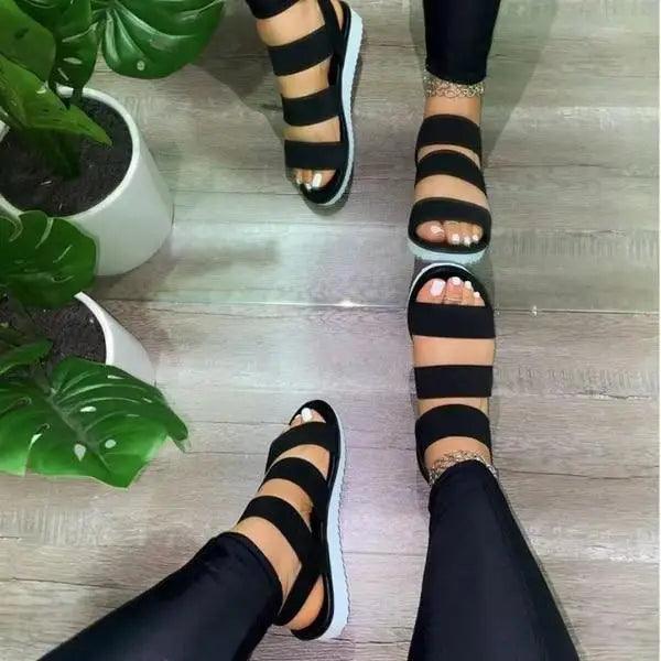 Women's Elastic Beach Sandals - Comfortable Sporty Slip-On Shoes