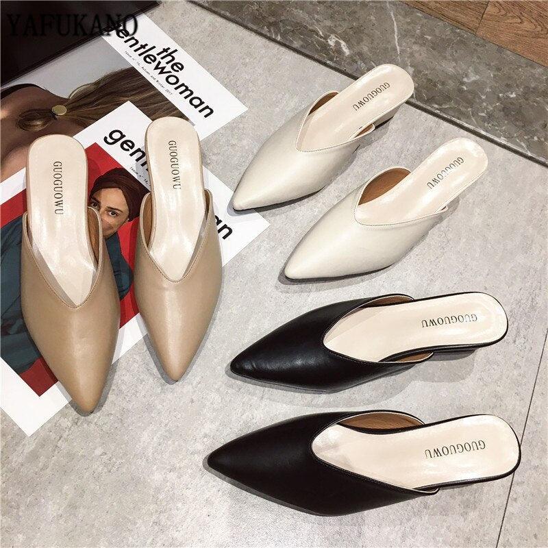 Elegant Square Heel Slip-On Mules Comfortable Women's Loafers