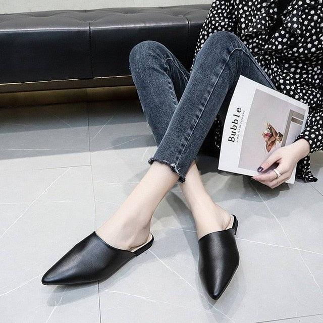 Elegant Square Heel Slip-On Mules Comfortable Women's Loafers