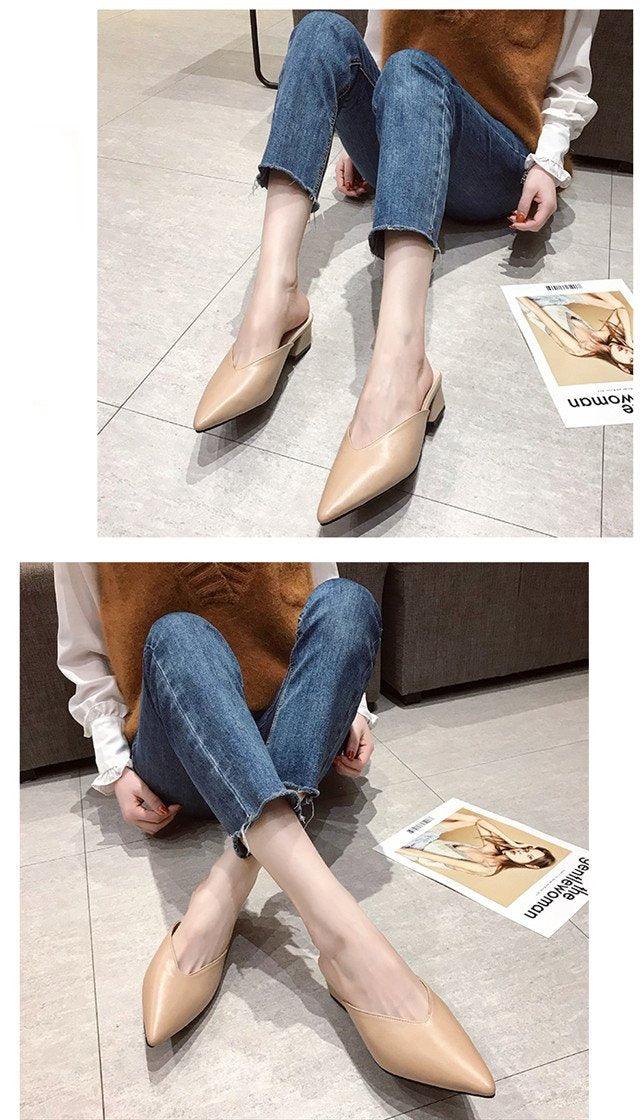 Elegant Square Heel Slip-On Mules Comfortable Women's Loafers
