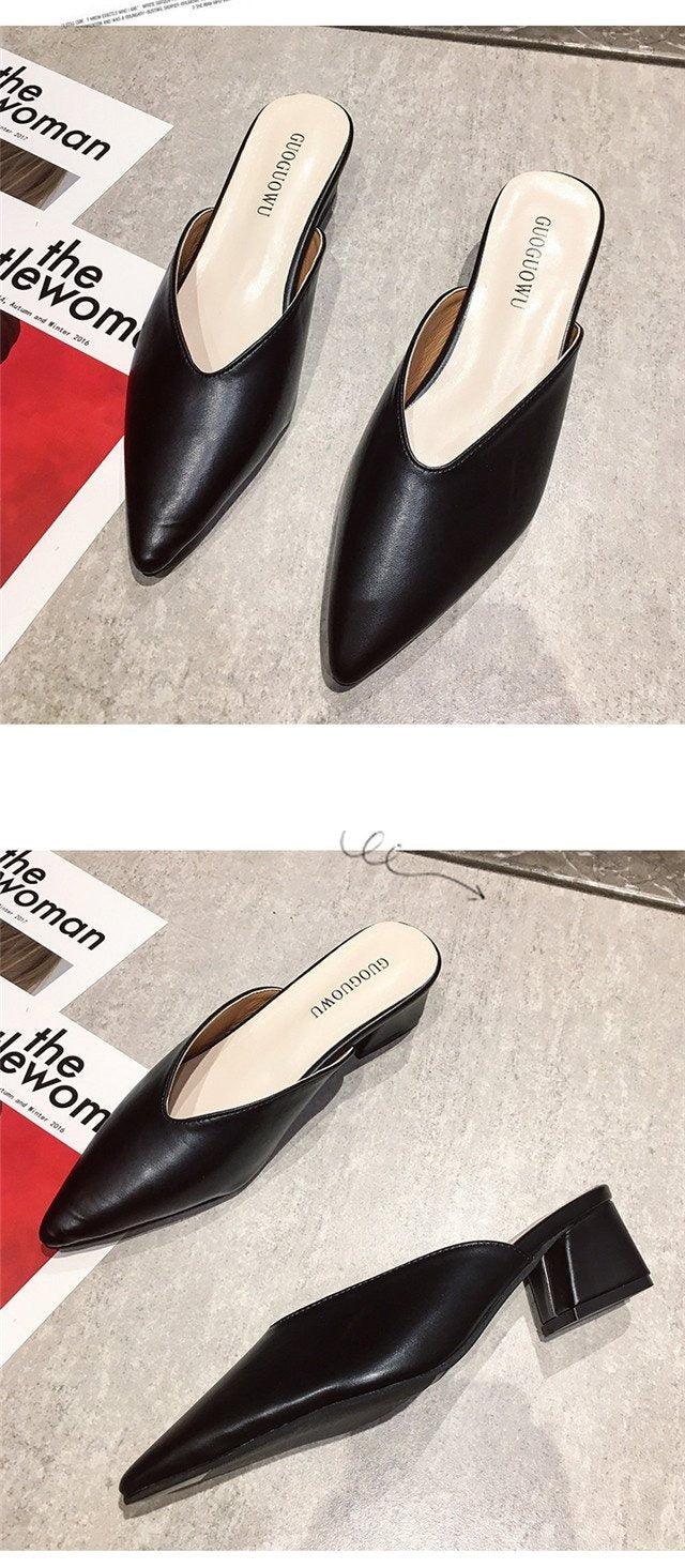 Elegant Square Heel Slip-On Mules Comfortable Women's Loafers