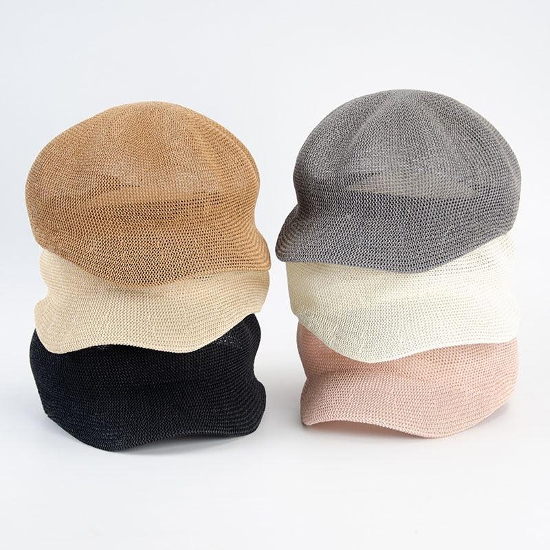 Women's Retro Adjustable Mesh Beret Breathable Summer Beanie Hat