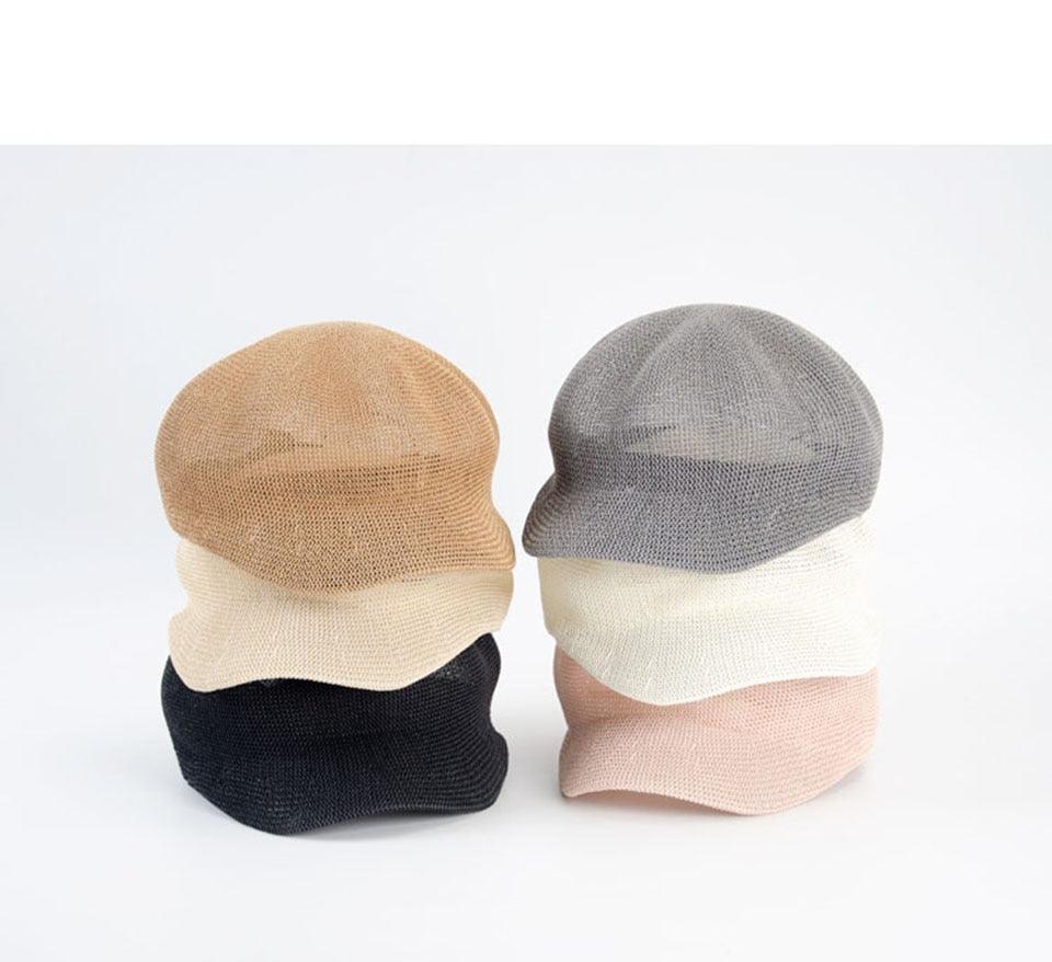 Women's Retro Adjustable Mesh Beret Breathable Summer Beanie Hat
