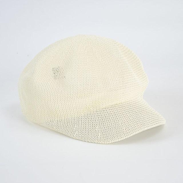 Women's Retro Adjustable Mesh Beret Breathable Summer Beanie Hat