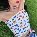 Butterfly Print Sleeveless Crop Top Y2K Streetwear for Women