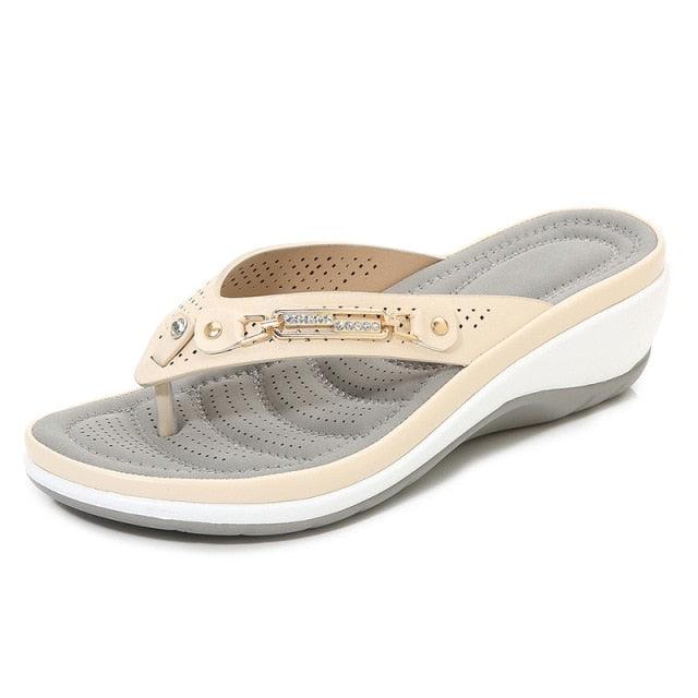Women's Handmade Retro Floral Flat Sandals Open Toe Strappy Flip-Flops