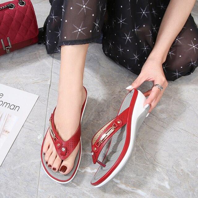 Women's Handmade Retro Floral Flat Sandals Open Toe Strappy Flip-Flops