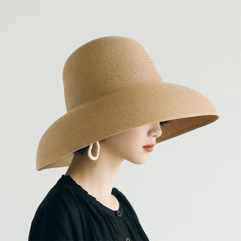 Wide Brim Floppy Straw Sun Hat for Women, Foldable Beach Accessory