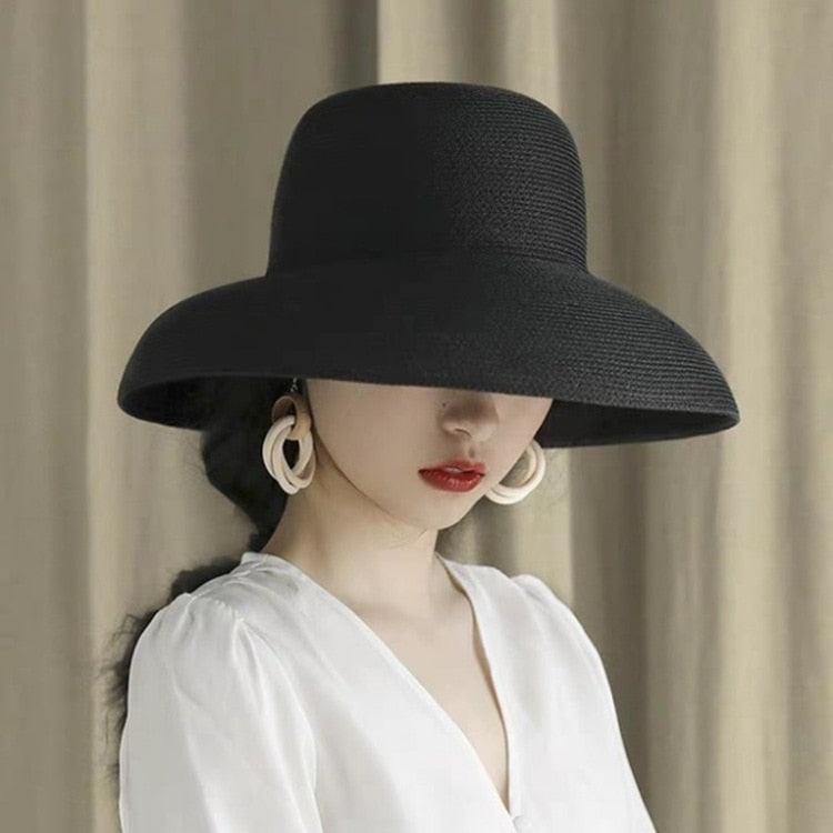 Wide Brim Floppy Straw Sun Hat for Women, Foldable Beach Accessory
