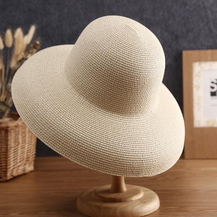 Wide Brim Floppy Straw Sun Hat for Women, Foldable Beach Accessory